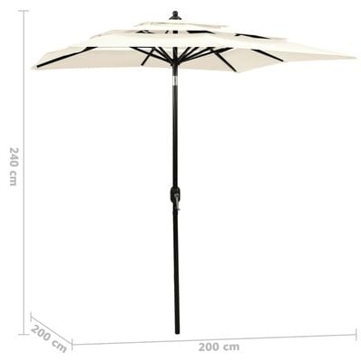 vidaXL Parasol de jardin à 3 niveaux avec mât en aluminium sable 2x2 m