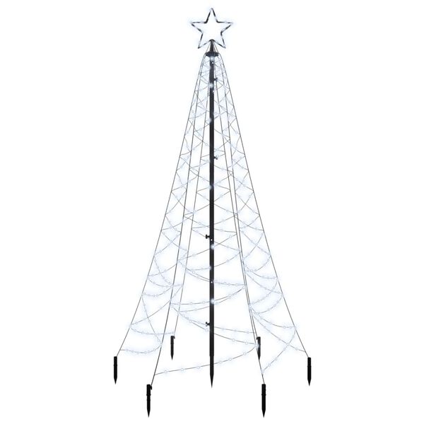 vidaXL Sapin de No&euml;l avec piquet Blanc froid 200 LED 180 cm