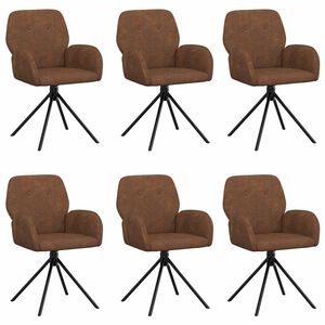 vidaXL Chaises de salle &agrave; manger pivotantes 6 pc Simili daim Marron