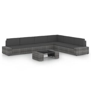vidaXL Salon de jardin 7 pcs avec coussins Gris R&eacute;sine tress&eacute;e