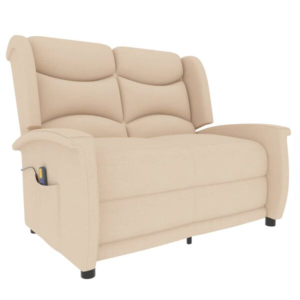 vidaXL Fauteuil de massage inclinable &agrave; 2 places cr&egrave;me tissu