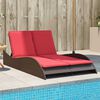 vidaXL Chaise longue avec coussins Marron 114 x 205 x 73 cm R&eacute;sine tress&eacute;e