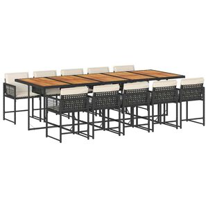 vidaXL Ensemble &agrave; manger de jardin 11 pcs coussins noir r&eacute;sine tress&eacute;e