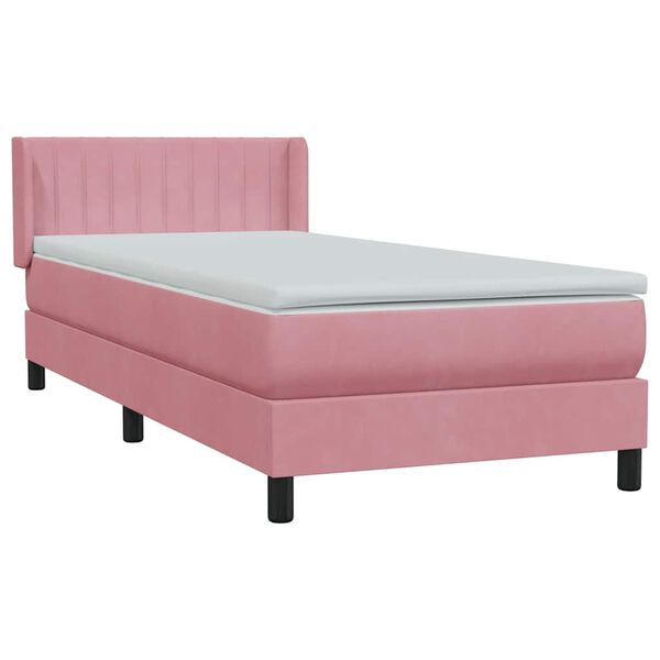vidaXL Sommier &agrave; lattes de lit avec matelas rose 80x210 cm velours