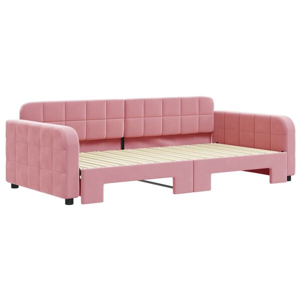 vidaXL Lit de jour avec lit gigogne rose 100x200 cm velours