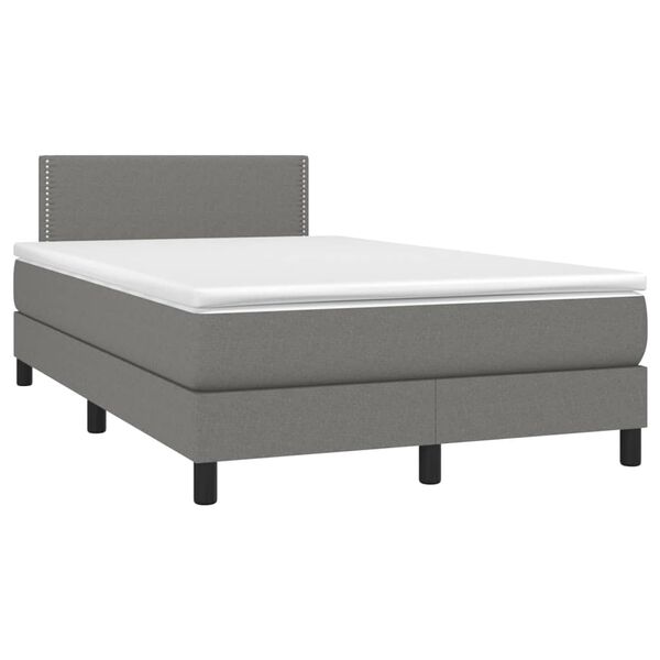 vidaXL Sommier &agrave; lattes de lit et matelas et LED Gris fonc&eacute; 120x200 cm