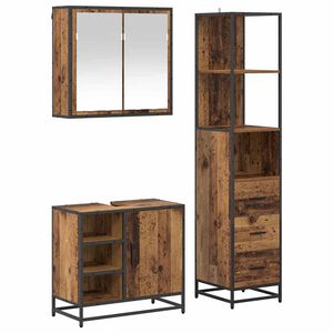 vidaXL Ensemble de mobilier de salle de bain 3 pc Bois Ancien