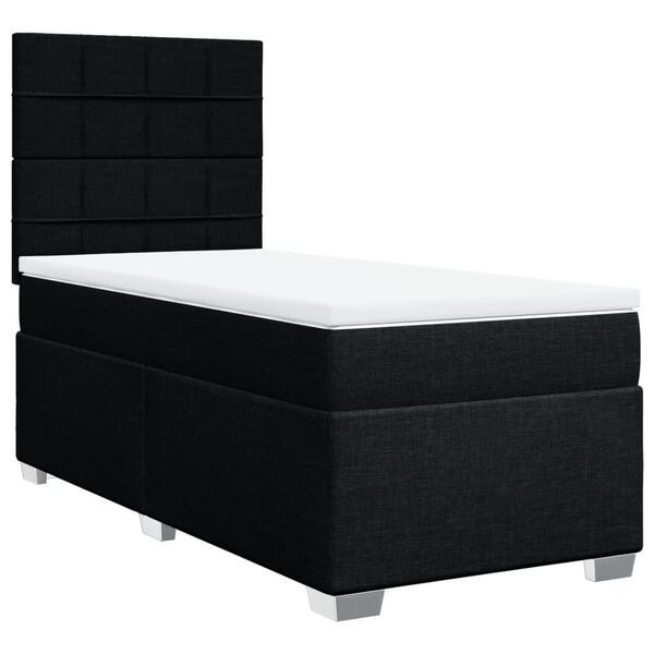 vidaXL Sommier &agrave; lattes de lit avec matelas Noir 90x190 cm Tissu