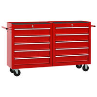 vidaXL Chariot à outils avec 10 tiroirs Acier Rouge