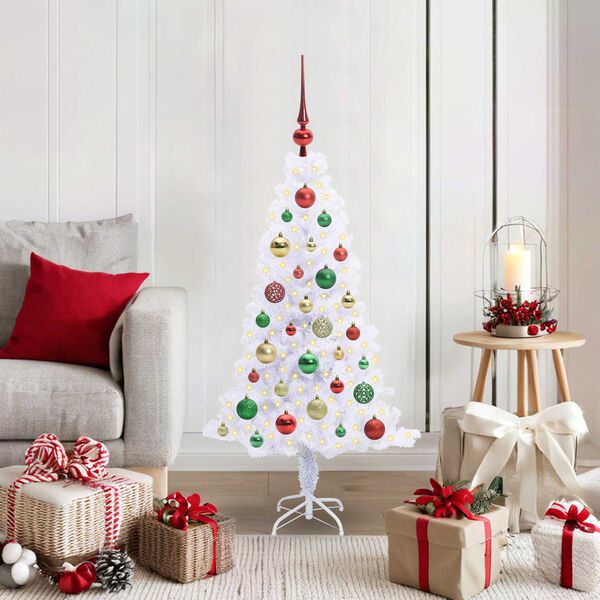 vidaXL Sapin de No&euml;l artificiel avec 150 LED Blanc 120 cm PVC et Acier