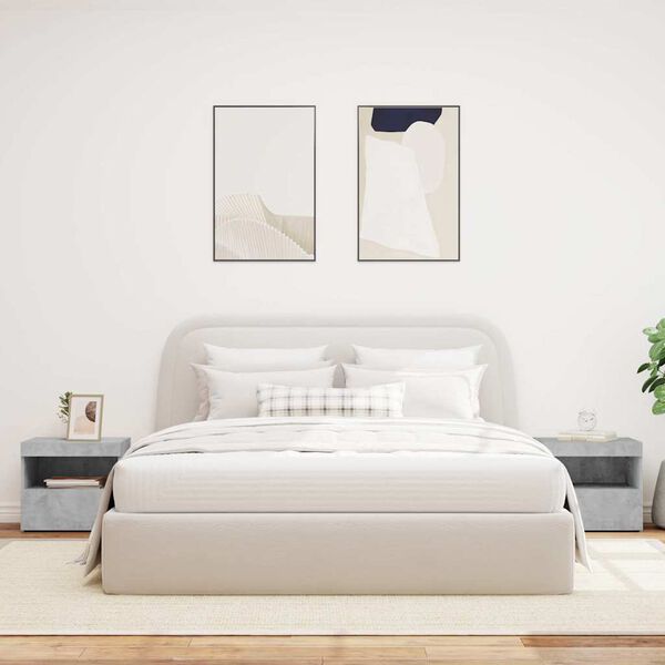 vidaXL Tables de chevet avec lumi&egrave;res LED 2 pcs gris b&eacute;ton 50x40x45 cm