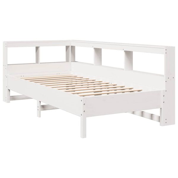 vidaXL Lit biblioth&egrave;que sans matelas blanc 90x190cm bois de pin massif