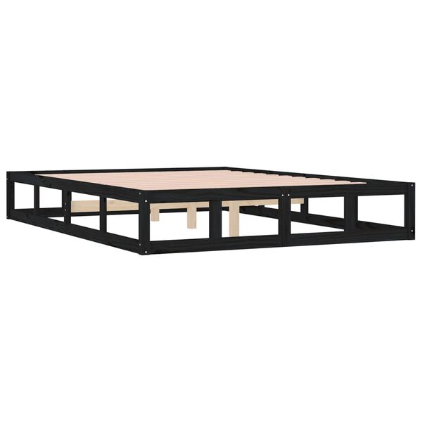 vidaXL Cadre de lit sans matelas noir 140x200 cm bois massif