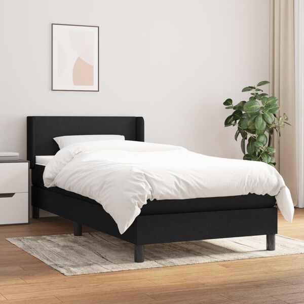 vidaXL Sommier &agrave; lattes de lit avec matelas Noir 100x200 cm Tissu