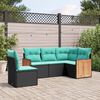 vidaXL Salon de jardin 5 pcs avec coussins noir r&eacute;sine tress&eacute;e