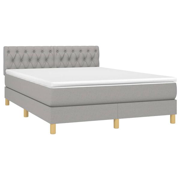 vidaXL Sommier &agrave; lattes de lit avec matelas Gris clair 140x190cm Tissu
