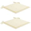 vidaXL Chaises de jardin lot de 2 et coussins crème Bois teck massif