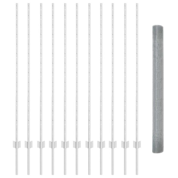 vidaXL Cl&ocirc;ture avec poteau Argent&eacute; 1,4 x 25 m Acier