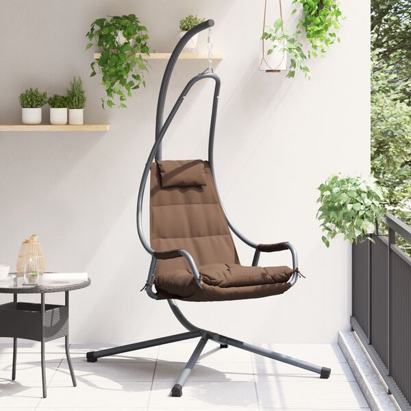 vidaXL Chaise suspendue Café 94 x 107 x 196.5 cm Acier