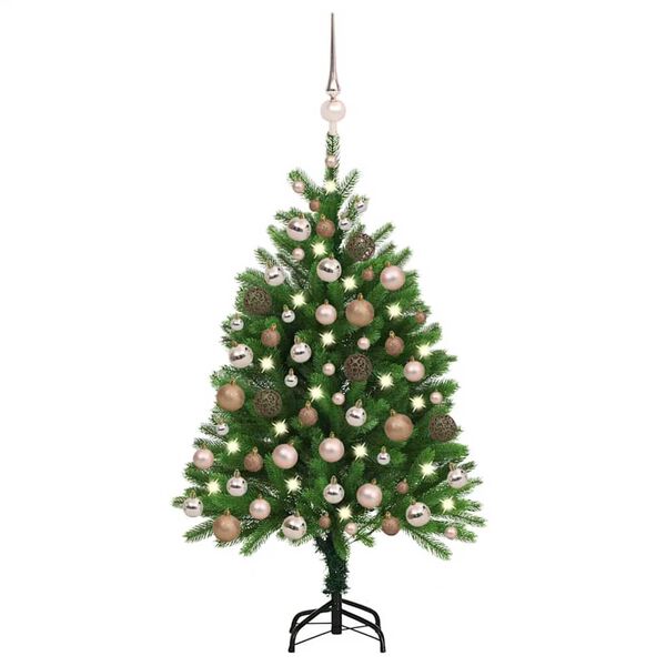 vidaXL Arbre de No&euml;l artificiel pr&eacute;-&eacute;clair&eacute; et boules 120 cm vert