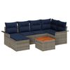 vidaXL Ensemble de canap&eacute; de jardin 7 pc Gris et bleu marine polyrotin
