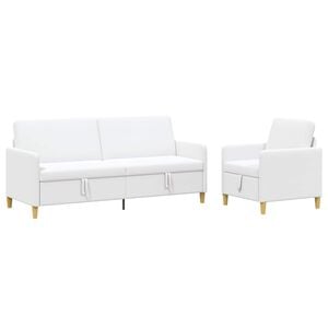 vidaXL Canap&eacute; avec rangement 2 pc Blanc Polyester