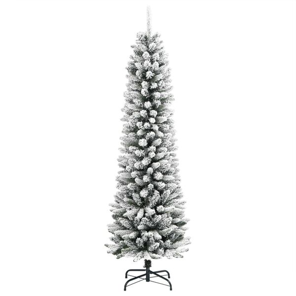 vidaXL Sapin de No&euml;l artificiel mince avec neige floqu&eacute;e 150 cm PVC/PE