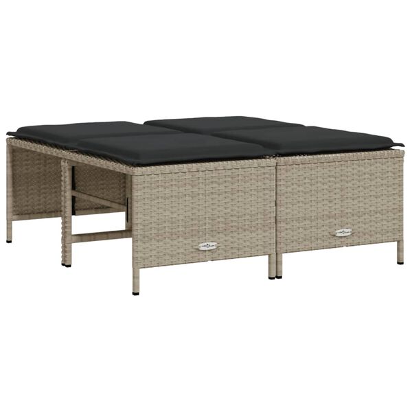 vidaXL Salon de jardin 5 pcs avec coussins gris clair résine tressée