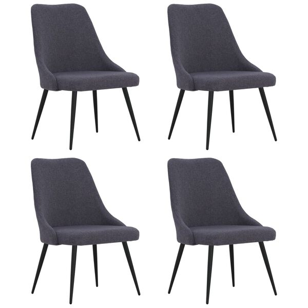 vidaXL Chaises &agrave; manger lot de 4 gris fonc&eacute; tissu