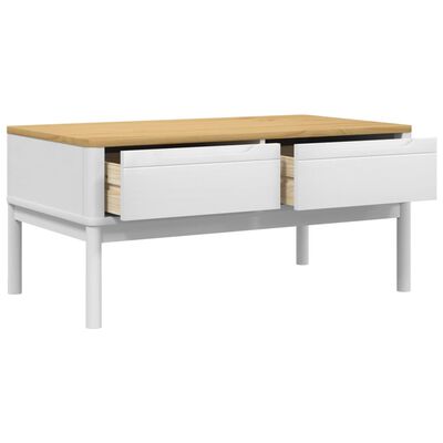 vidaXL Table basse FLORO blanc 99x55,5x45 cm bois massif de pin