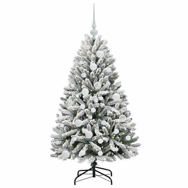 vidaXL Sapin de No&euml;l artificiel Vert et blanc 120 cm PVC et m&eacute;tal