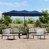 vidaXL Parasol de jardin à double tête avec LED bleu azuré 449x265 cm