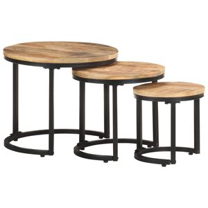 vidaXL Tables d'appoint 3 pcs Bois de manguier brut