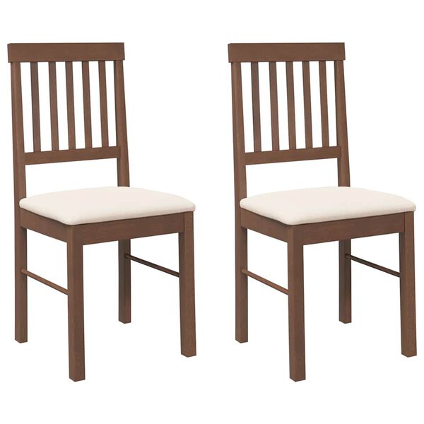 vidaXL Chaises à manger coussins 2 pcs marron bois massif caoutchouc