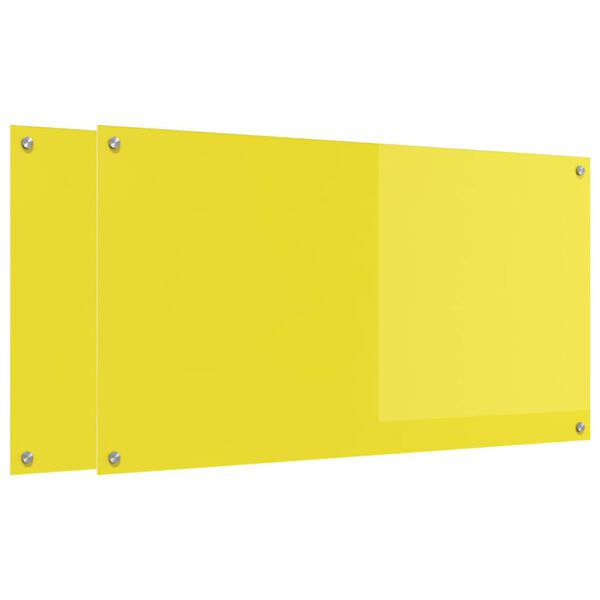vidaXL Protection de cuisine 2 pcs Jaune 110 x 60 cm verre tremp&eacute;