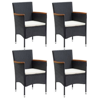 vidaXL Ensemble à dîner de jardin avec coussins 5 pcs poly rotin noir