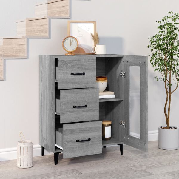vidaXL Buffet sonoma gris 69,5x34x90 cm bois d'ing&eacute;nierie