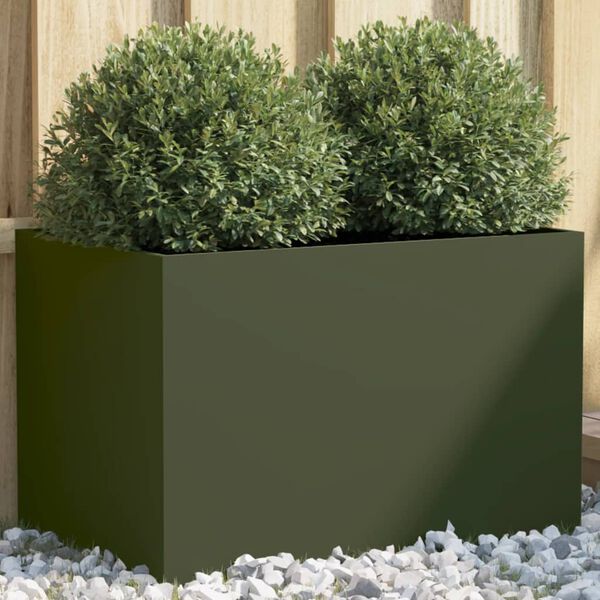 vidaXL Jardini&egrave;re vert olive 62x40x39 cm acier
