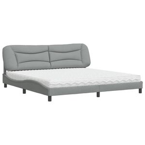 vidaXL Lit avec matelas Hvar gris clair 200x200 cm tissu