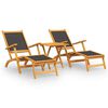vidaXL Chaises longues d'ext&eacute;rieur et table Acacia massif et textil&egrave;ne