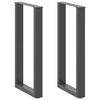 vidaXL Pieds de table de bar en U 2 pi&egrave;ces Anthracite 50 x (90-91) cm Acier