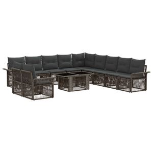 vidaXL Ensemble de canap&eacute; de jardin 12 pc Gris et Gris fonc&eacute; polyrotin