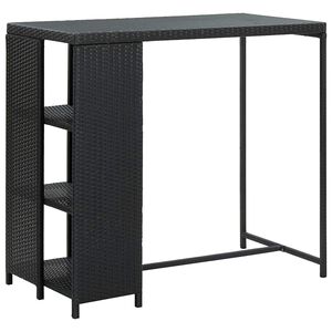 vidaXL Table de bar avec rangement Noir 120x60x110 cm R&eacute;sine tress&eacute;e