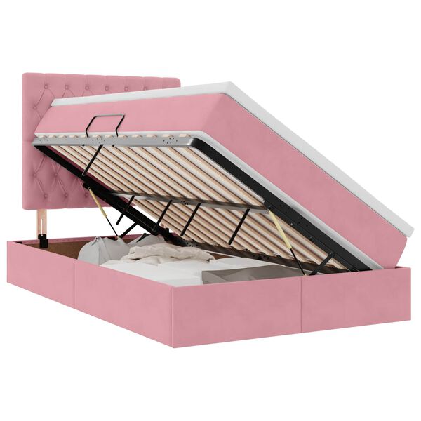 vidaXL Lit avec rangement et matelas Rose 120 x 190 cm Velours