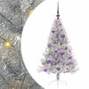 vidaXL Sapin de No&euml;l artificiel pr&eacute;-&eacute;clair&eacute; Argent 120 cm PET