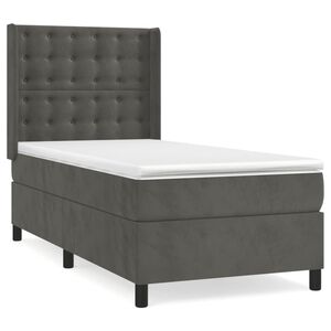 vidaXL Sommier &agrave; lattes de lit et matelas Gris fonc&eacute; 90x200 cm Velours