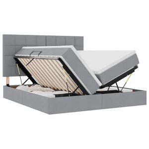 vidaXL Lit de Rangement avec t&ecirc;te de lit Gris clair 180 x 200 cm Tissu
