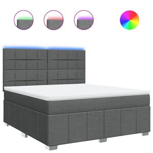 vidaXL Sommier &agrave; lattes de lit avec matelas Gris fonc&eacute; 180x200cm Tissu