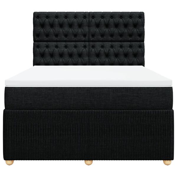 vidaXL Sommier &agrave; lattes de lit avec matelas Noir 140x190 cm Tissu