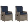 vidaXL Chaises de jardin inclinables lot de 2 gris r&eacute;sine tress&eacute;e